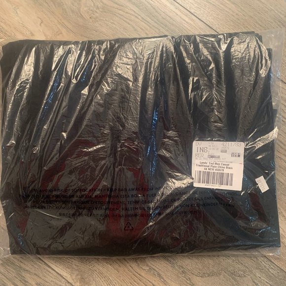 NWT LANDS' END MEN'S TRADITIONAL FIT NO IRON CHINO PANTS BLACK 31, 44 - Picture 9 of 11